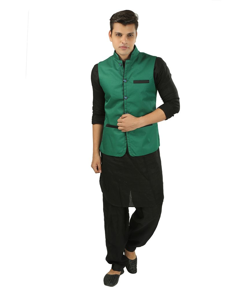 Barevogue Green Linen Modi Jacket - Buy Barevogue Green Linen Modi Jacket Online at Best Prices 