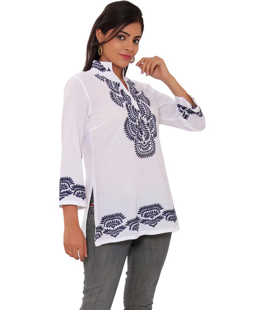 next white embroidered top