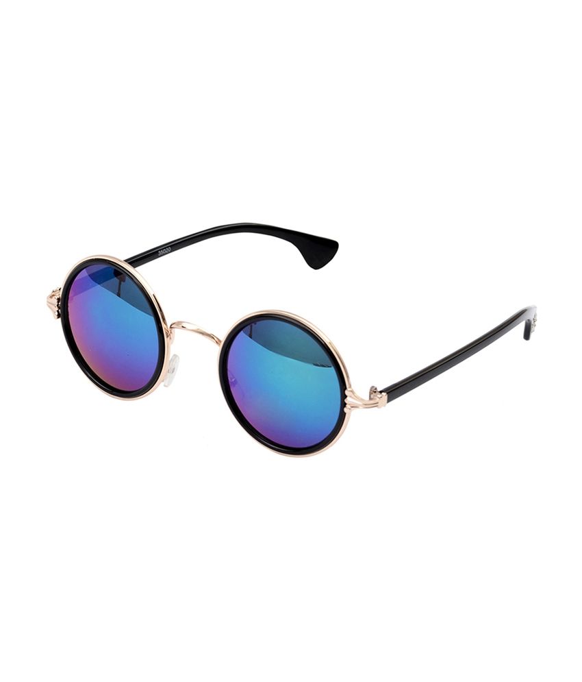 Fashnopolism Black And Blue Rockstar Chic Round Sunglasses - Buy ...