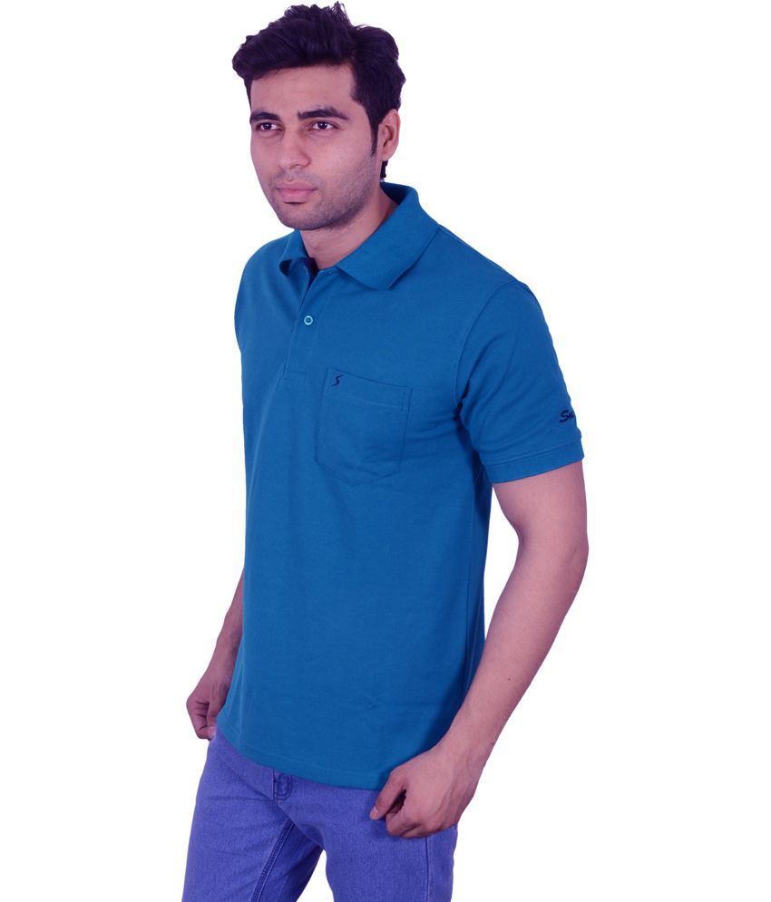 Studio Nexx Blue Cotton Casual Polo T-shirt - Buy Studio Nexx Blue ...