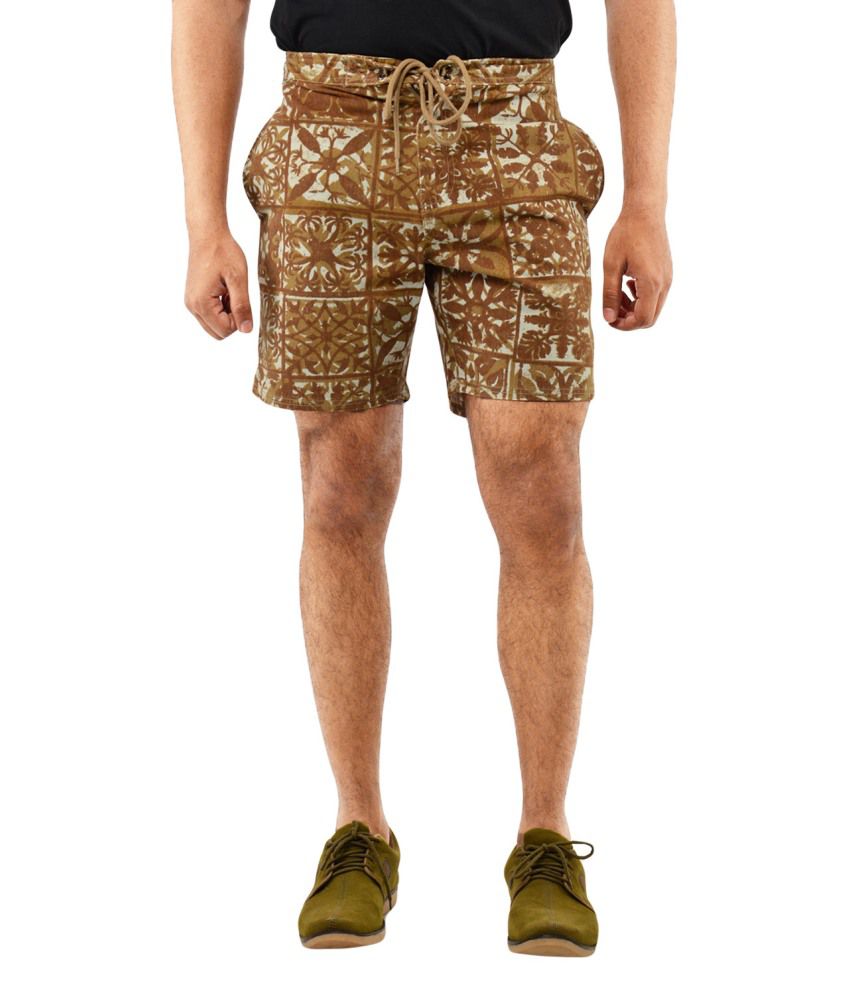 Blue Wave KHAKI Printed Casual Shorts for Men available at SnapDeal ...