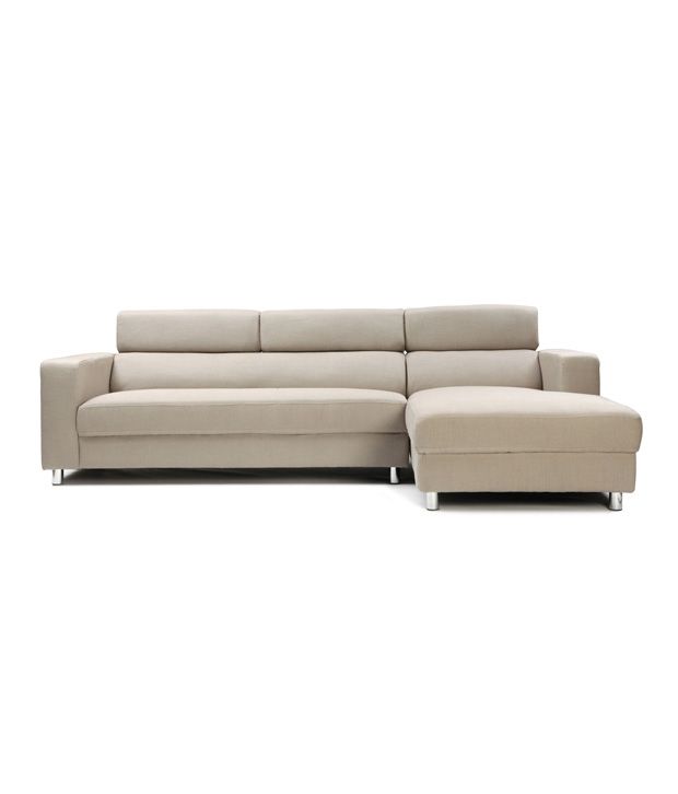 Furny Mini Cream L Shape Sofa With Right Side Lounger Furny Mini Cream L Shape Sofa With Right Side Lounger