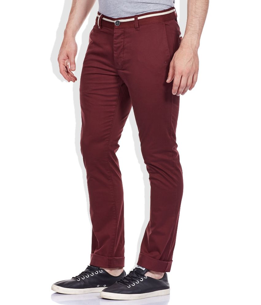 maroon chinos mens
