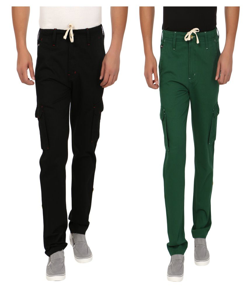Blimey Green And Black Cargo Pants (Combo Of 2) - Buy Blimey Green And ...