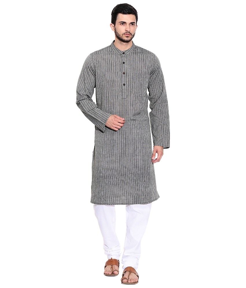 Design House Enhanced Gray Long Full Sleeve Kurta For Men Buy