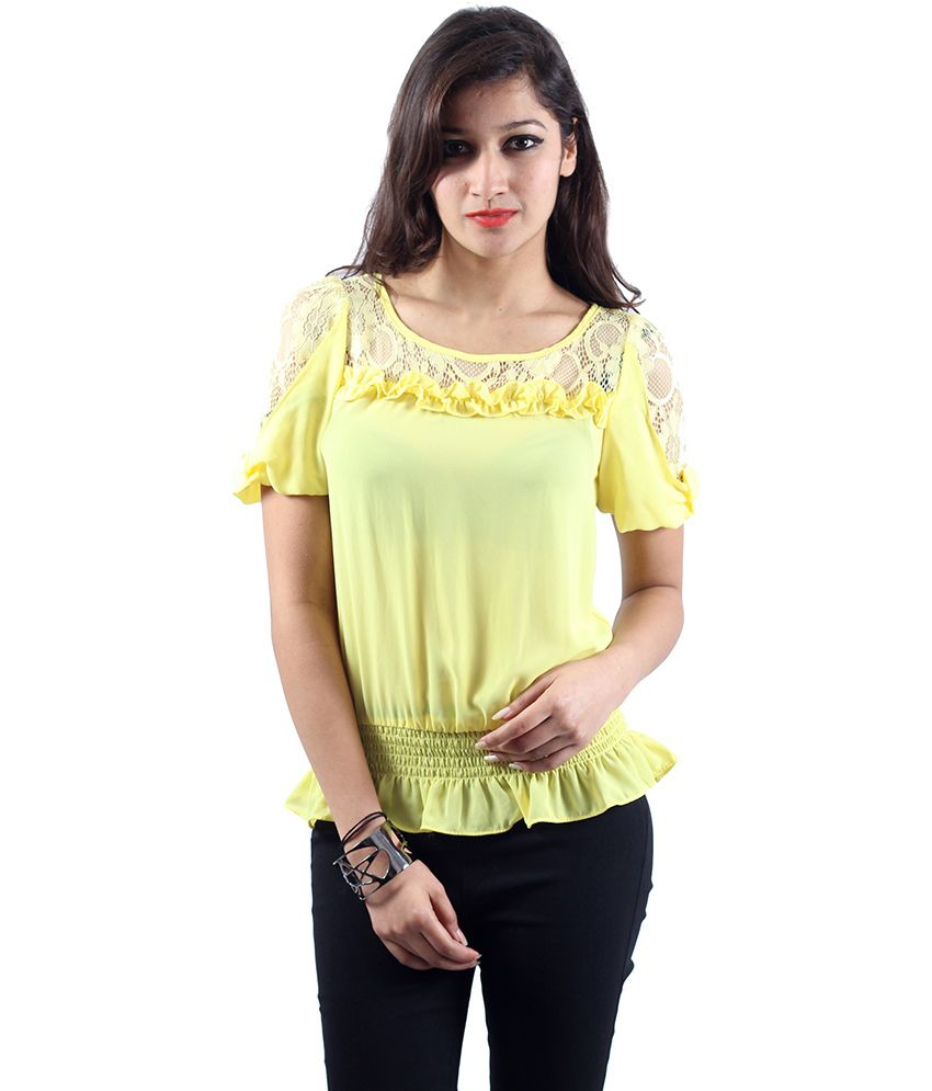 Envy Yellow Poly Georgette Tops Buy Envy Yellow Poly
