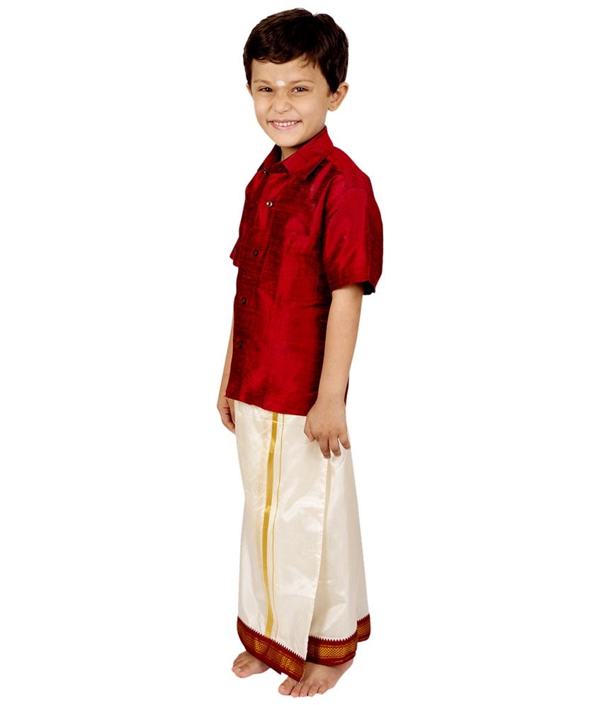 maroon shirt with dhoti