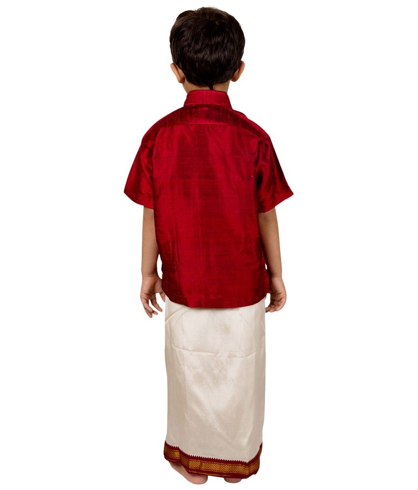 maroon shirt with dhoti