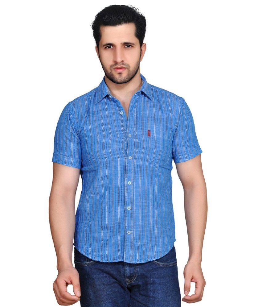 Ubho Core 100 Percent Cotton Blue Shirt - Buy Ubho Core 100 Percent ...