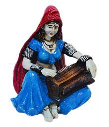 eCraftIndia Polyresin Rajasthani Lady Playing Harmonium Showpiece