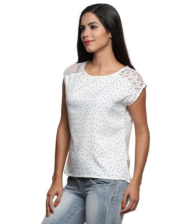 The Cleavage White Polyester Tops Buy The Cleavage White Polyester