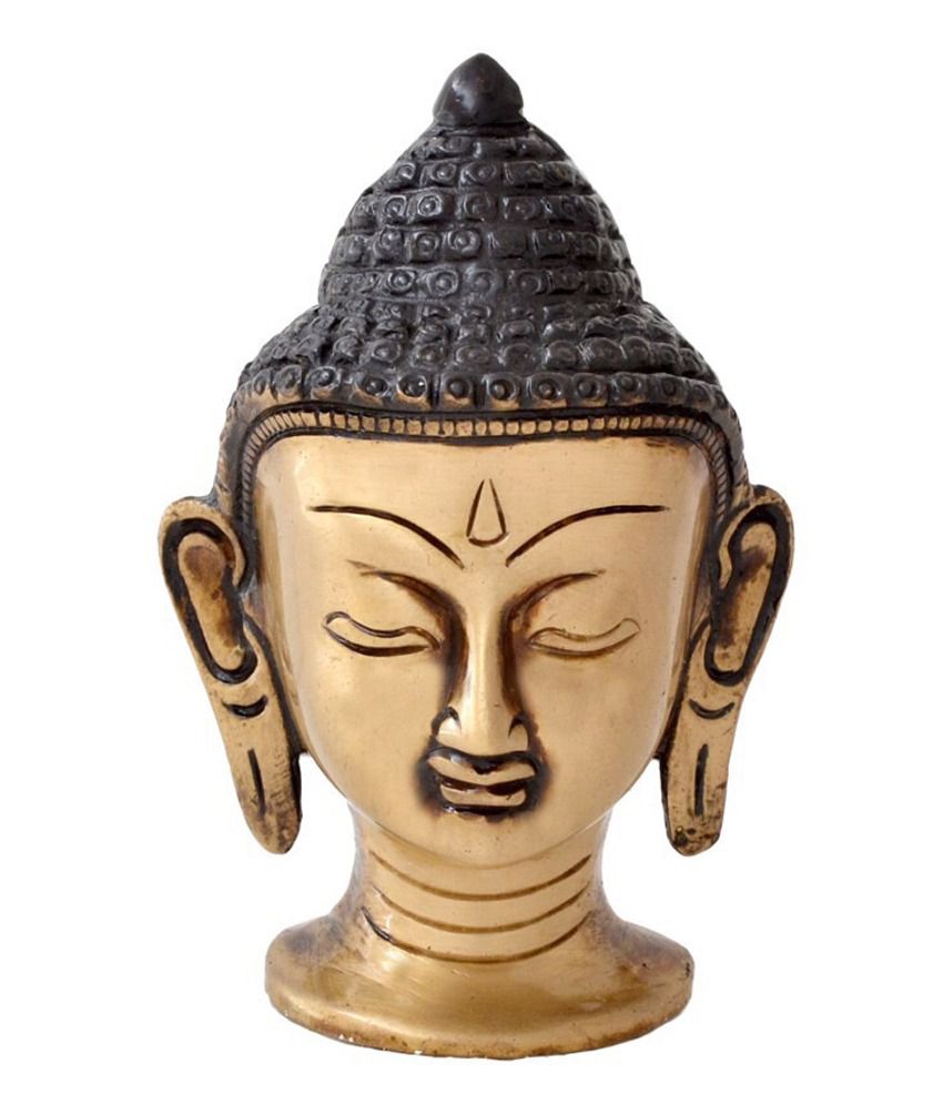     			eCraftIndia Metal Meditating Buddha Head - Gold & Black
