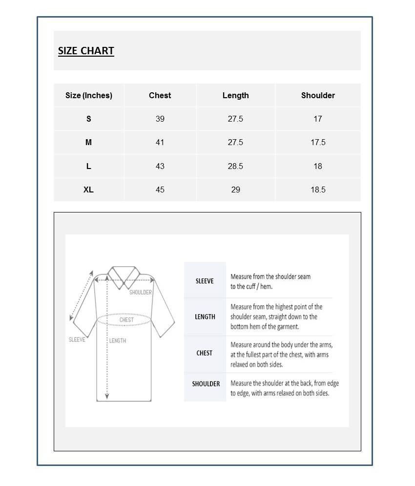 Mens Polo T Shirt Size Chart