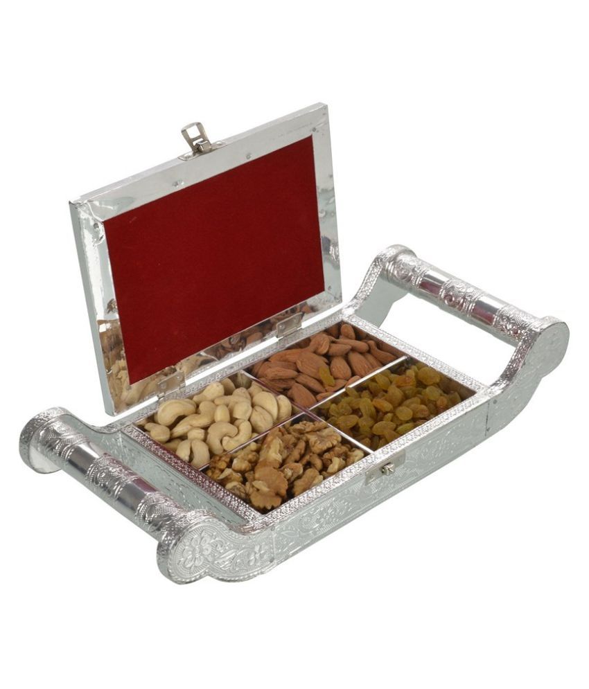 Handicraft Point White Metal Dry Fruit Tray With 4 Partition Buy