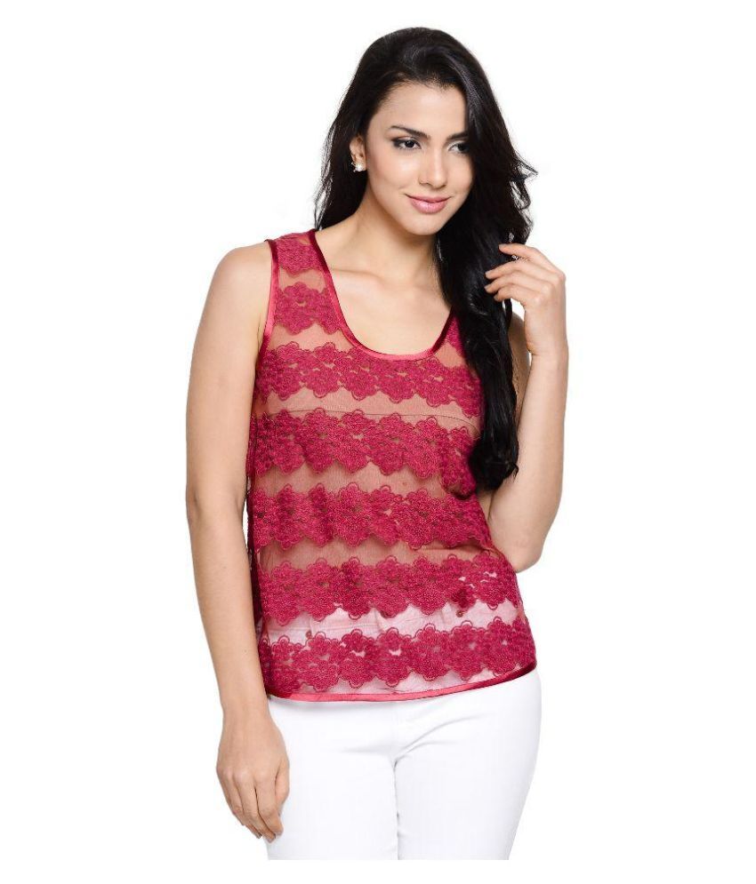 Baloono Maroon Lace Tops - Buy Baloono Maroon Lace Tops Online at Best ...