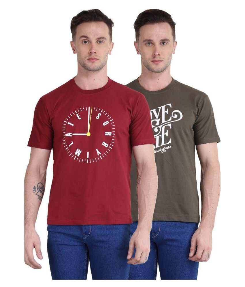     			British Terminal Pack of 2 100 Percent Cotton Slim Fit Men's T-Shirt ( Multi )