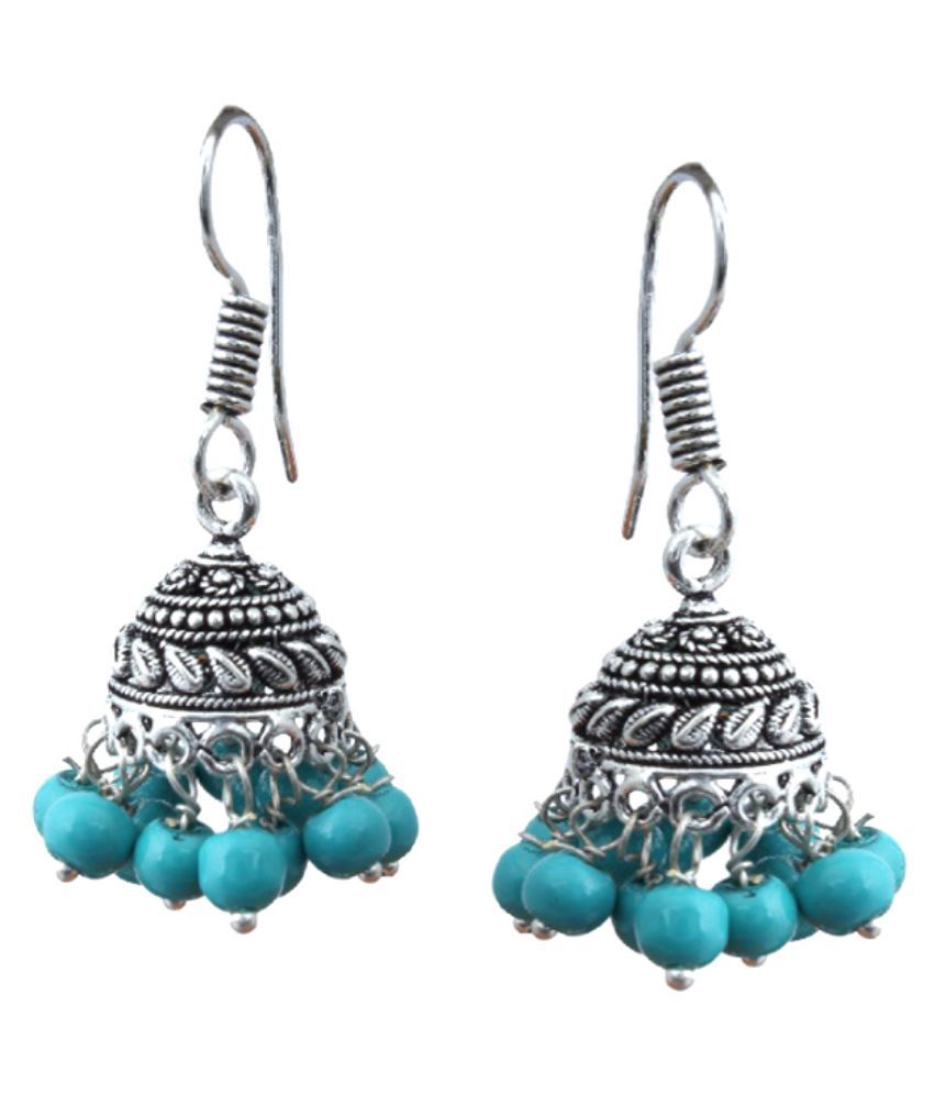 Waama Jewels Brass Silver Plating Pearls Studded Turquoise Coloured ...