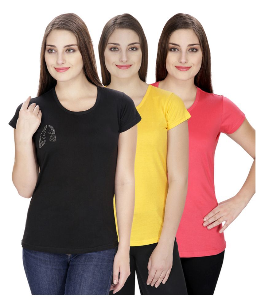 Buy Ngt Multi Color Cotton Lycra Tees Online At Best Prices In India Snapdeal 7410