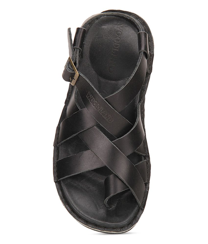 Woodland Black Sandals - Buy Woodland Black Sandals Online at Best ...