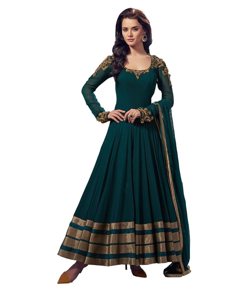 Sitaram Green and Brown Cotton Anarkali 
