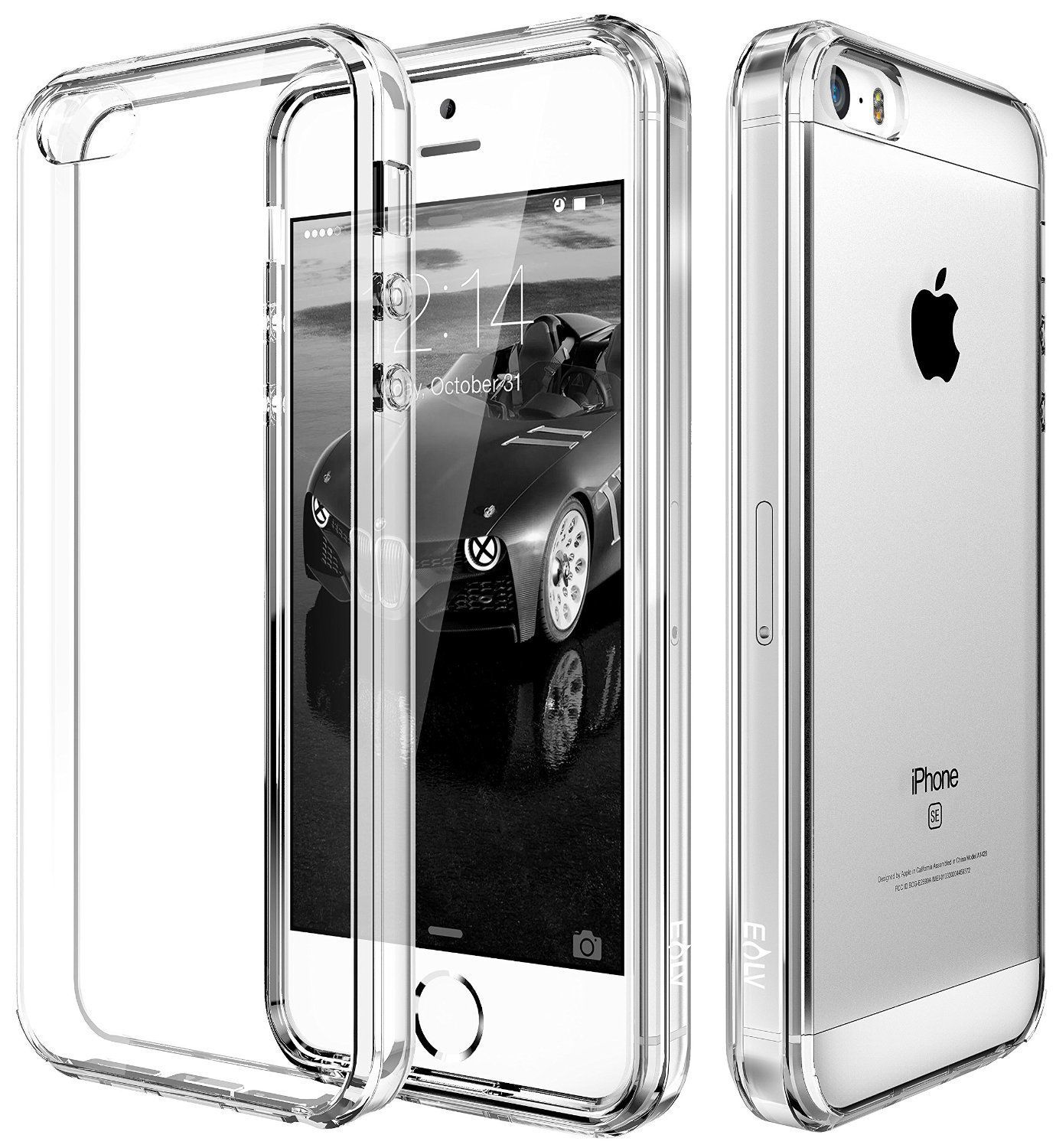 E LV Apple iPhone 5S Slim Scratch / Dust Proof Hybrid Transparent BACK with Shock Absorbing ...