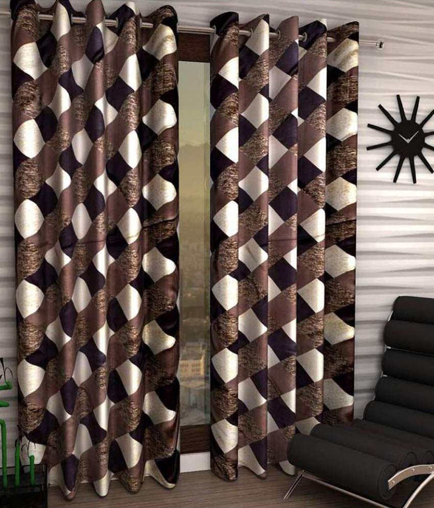     			Panipat Textile Hub Abstract Semi-Transparent Eyelet Long Door Curtain 9 ft Pack of 4 -Multi Color