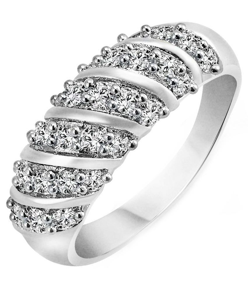     			Vighnaharta Alloy Silver Plating Cubiz Zirconia Studded Silver Coloured Ring