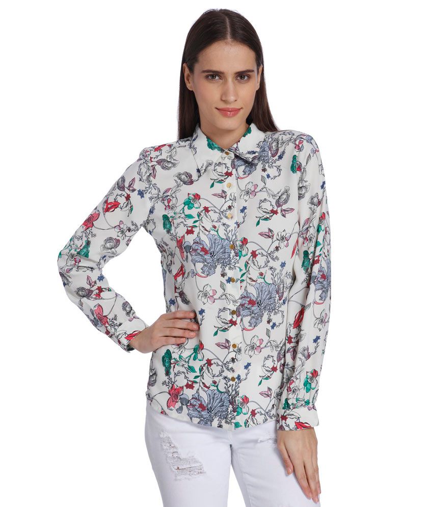Buy Vero Moda White Floral Printed Regular Fit Shirt Online at Best ...
