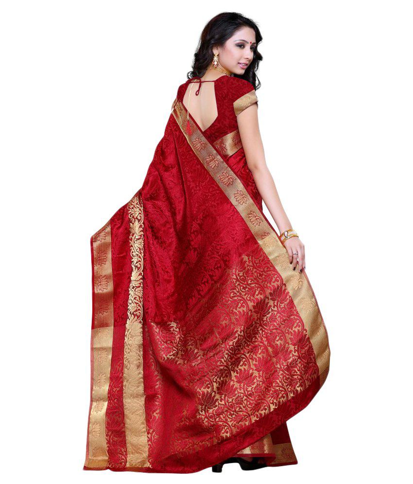 Mimosa Red and Beige Silk Saree - Buy Mimosa Red and Beige Silk Saree ...