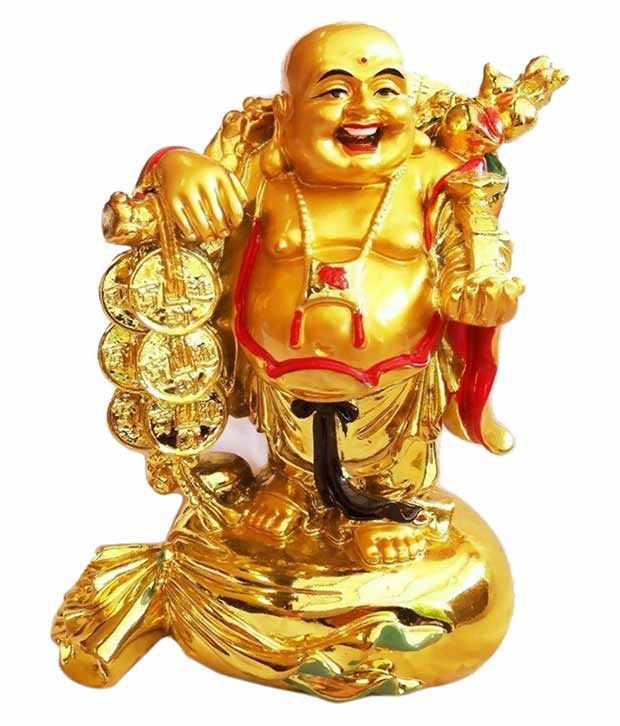     			HOMETALES Fengshui Laughing buddha Standing on Money Bag 8 Cm