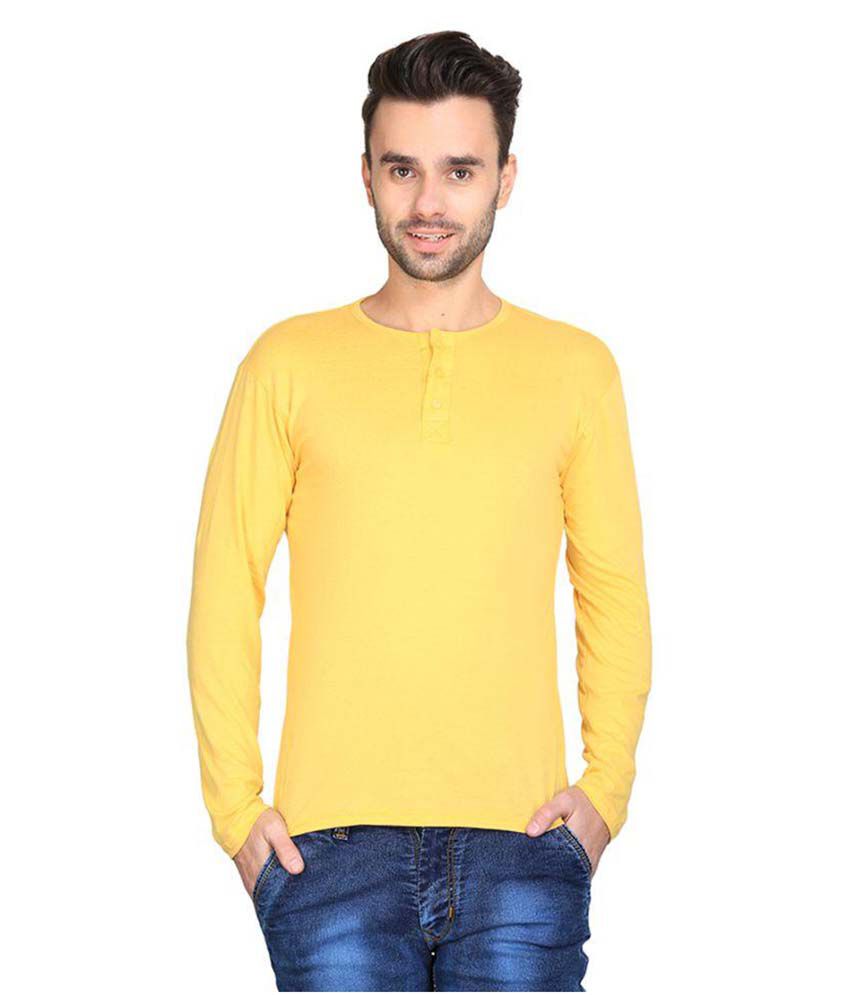 AVE Yellow Henley T Shirt - Buy AVE Yellow Henley T Shirt Online at Low ...