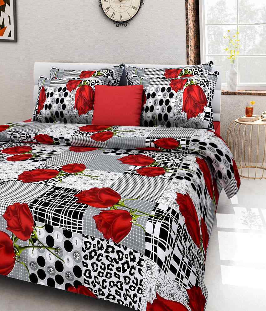     			Homefab India Double Cotton Floral Bed Sheet