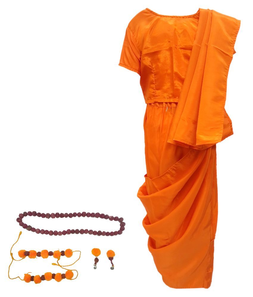 Kaku Fancy Dresses Orange Polyester Vanvasi Sita Costume - Buy Kaku