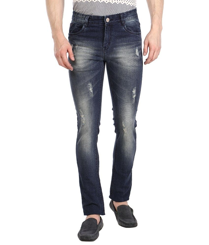 slim fit distressed jeans