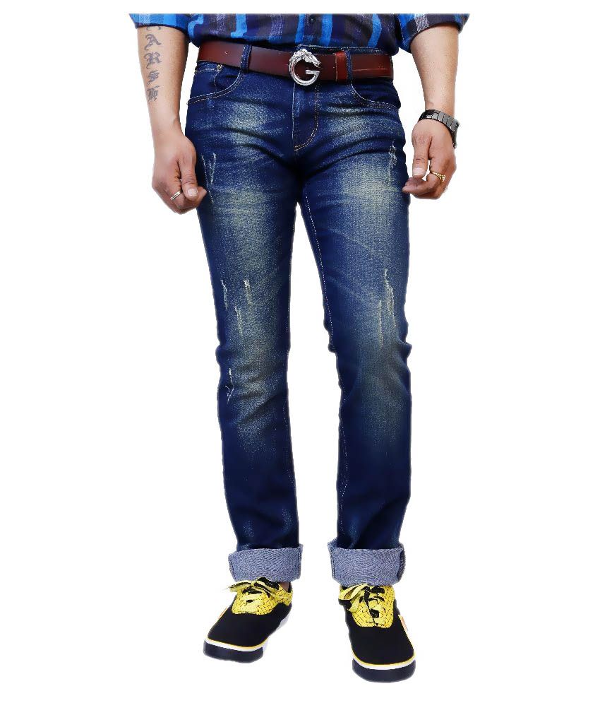 slim fit distressed jeans