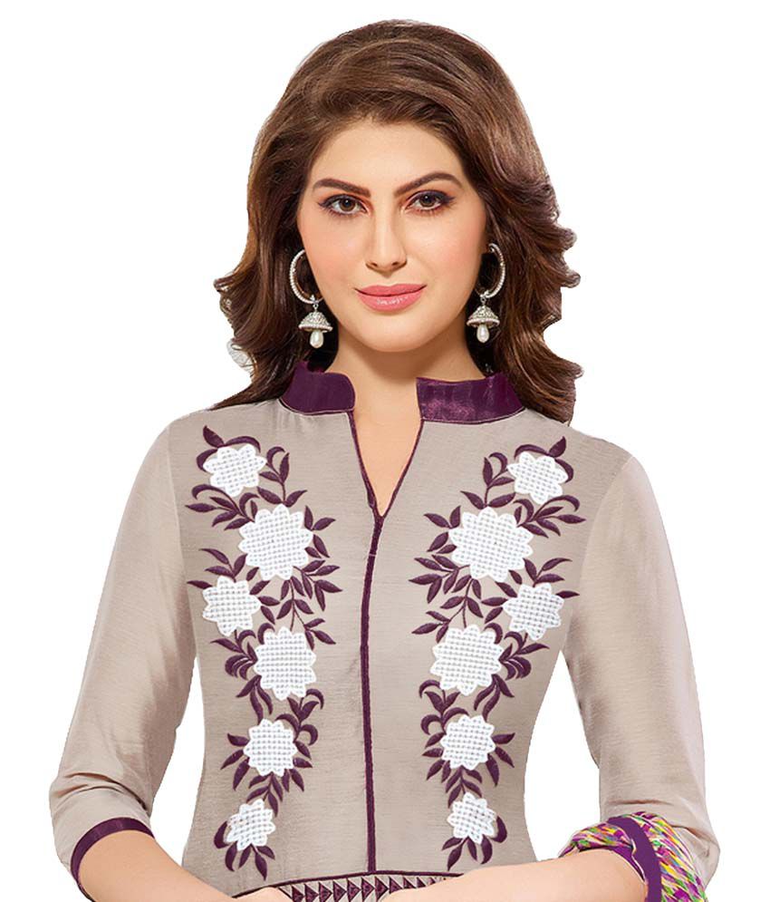 Women Latest Fancy Designer Salwar Suit Grey and Beige Bhagalpuri Silk ...