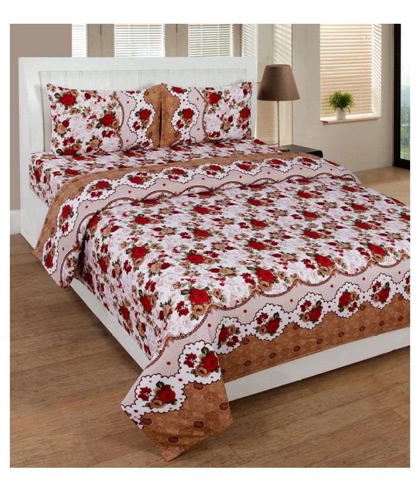 Indianonlinemall Double Poly Cotton Floral Bed Sheet - Buy 