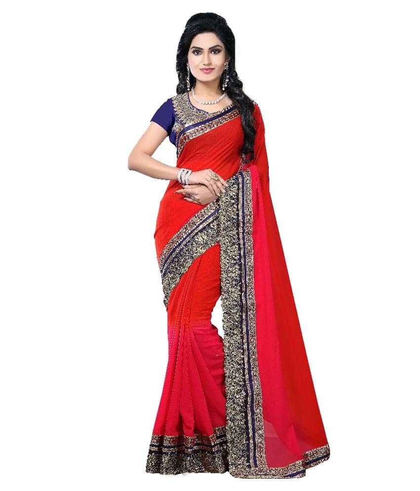 red chiffon sarees online