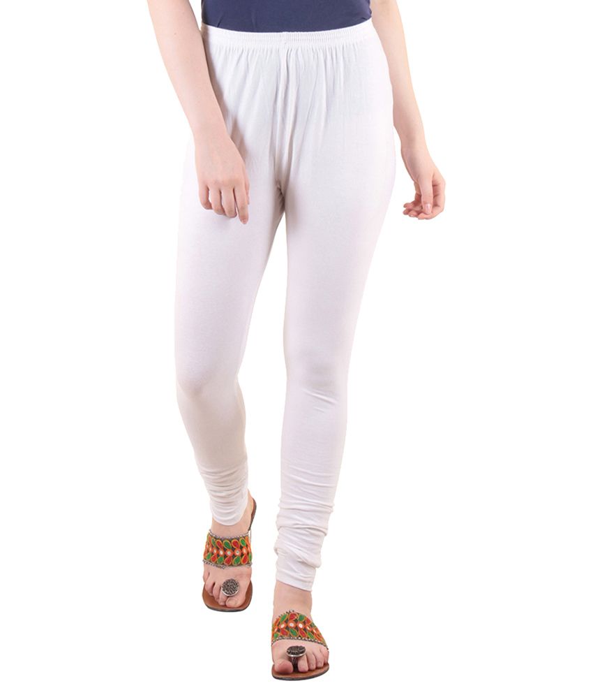     			Diaz White Cotton Lycra Leggings