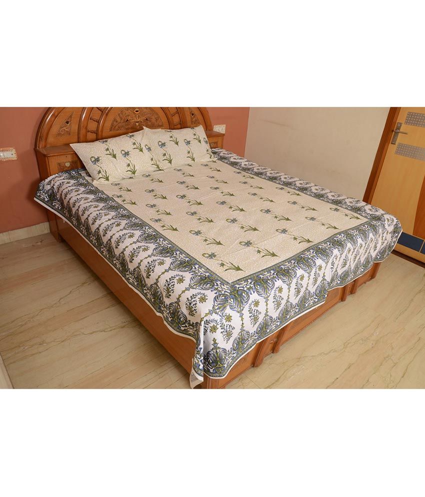 Evergreen Double Cotton Floral Bed Sheet - Buy Evergreen Double Cotton