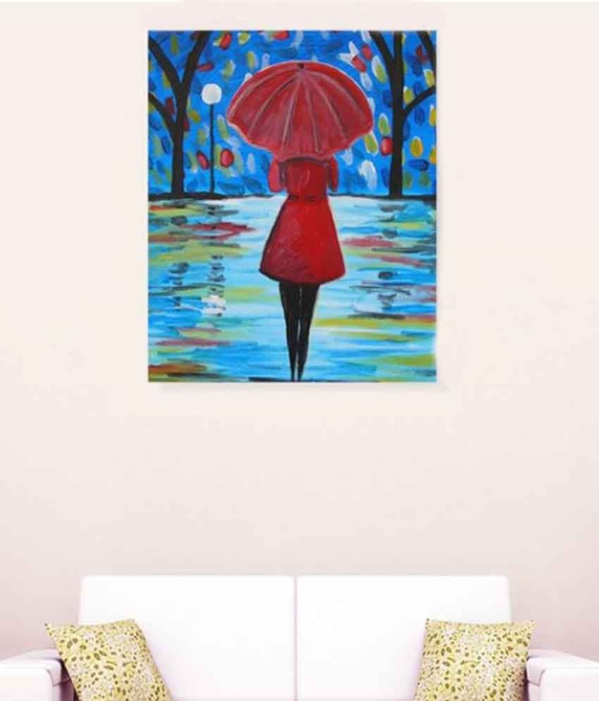 Alone Girl In Rain Romantic Canvas Painting Buy Alone Girl