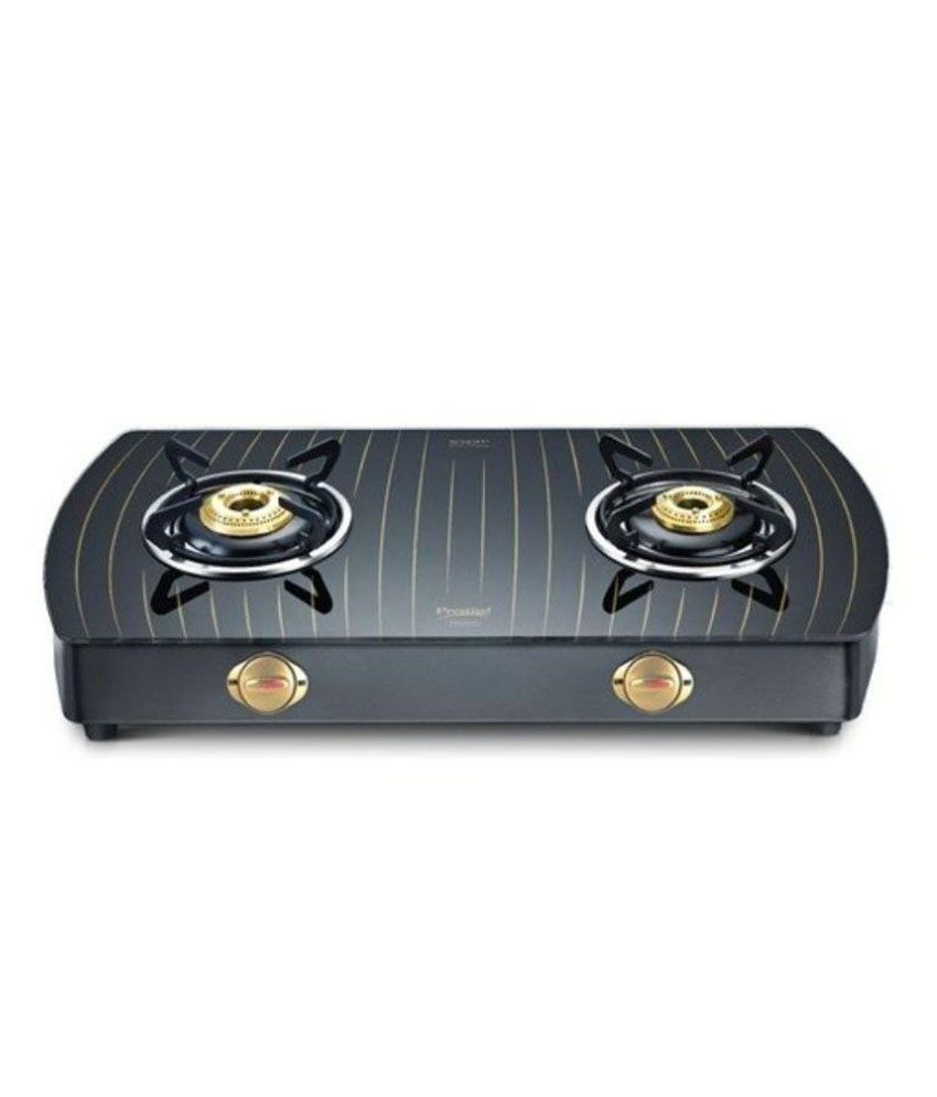 Prestige GTS 02 (D) Gold "2 Burner" Glass Manual Gas Stove Price in