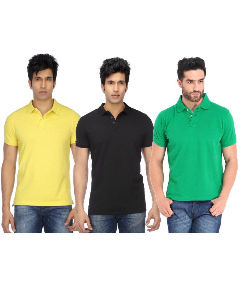     			Concepts Multicolor Half Sleeves Basics Polo T-Shirts - Pack of 3