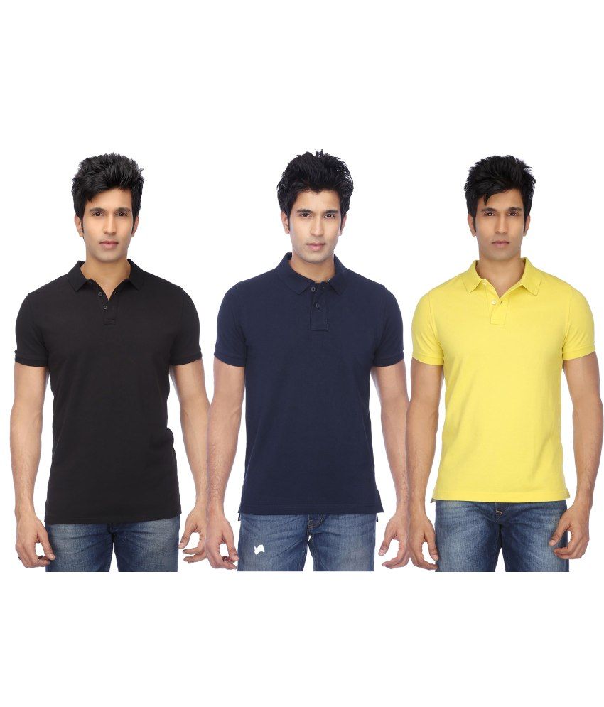     			Concepts Multicolor Half Sleeves Basics Polo T-Shirts - Pack of 3