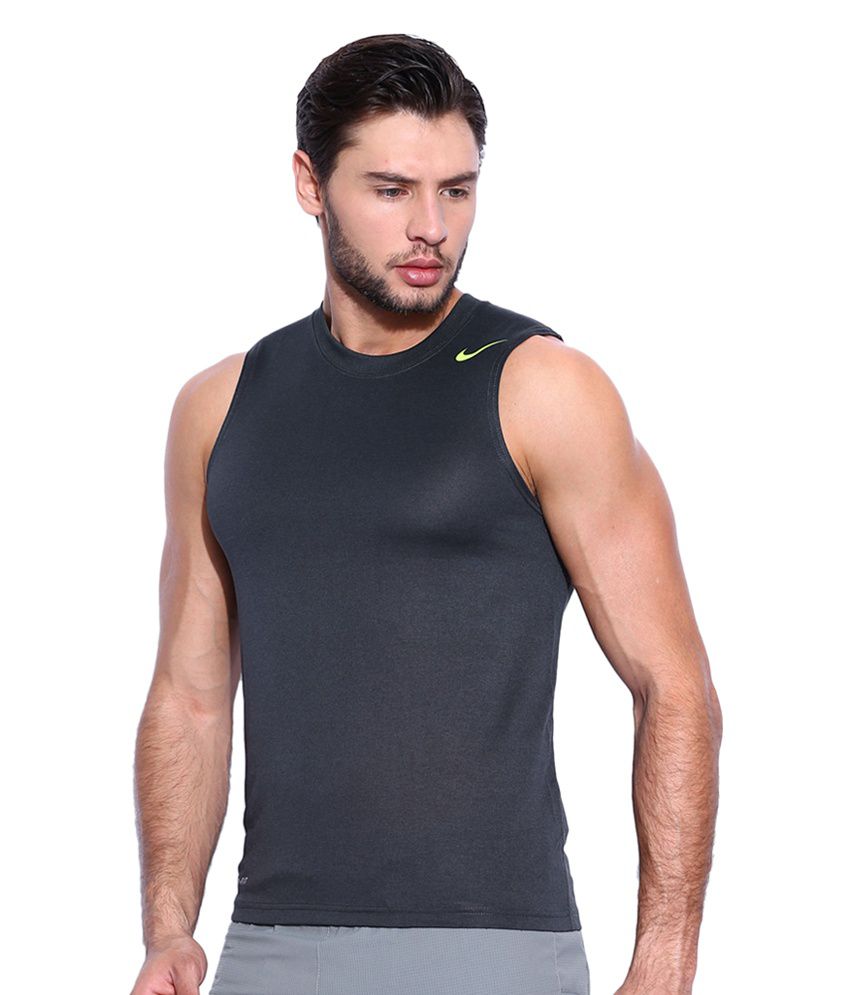 Nike Black Sleeveless Training T-Shirt for Men - Buy Nike Black ...