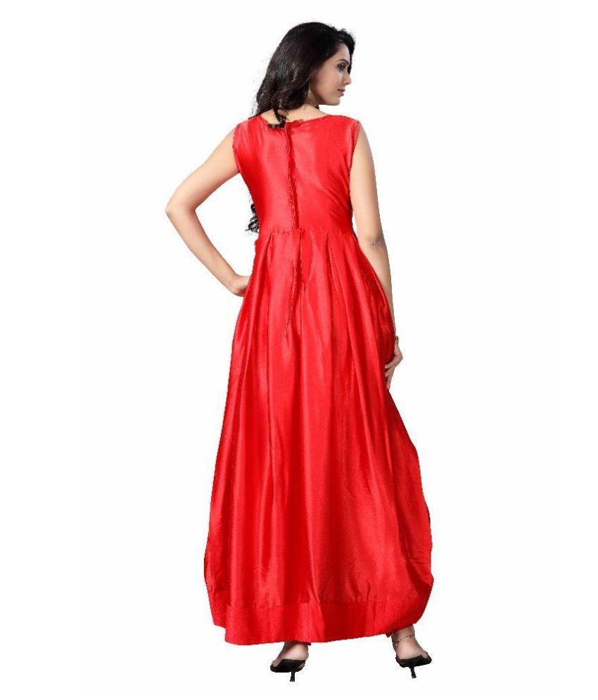 red satin gown