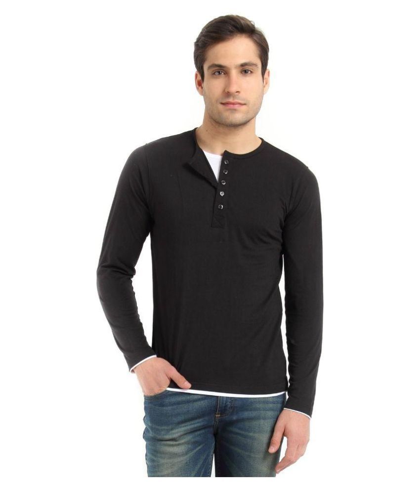 Zsolt Black Henley T-Shirt - Buy Zsolt Black Henley T-Shirt Online at Low Price - Snapdeal.com