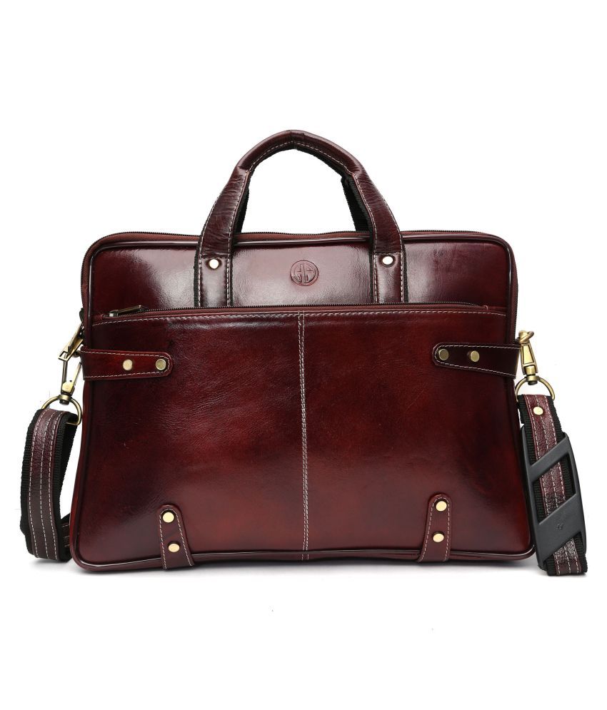 77% OFF on Hammonds Flycatcher Brown Leather Office Bag on Snapdeal ...