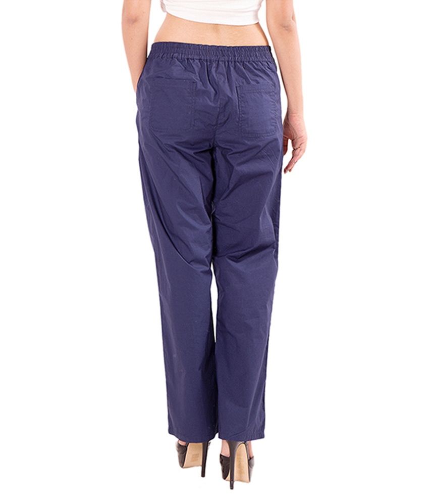 navy blue cotton pants womens