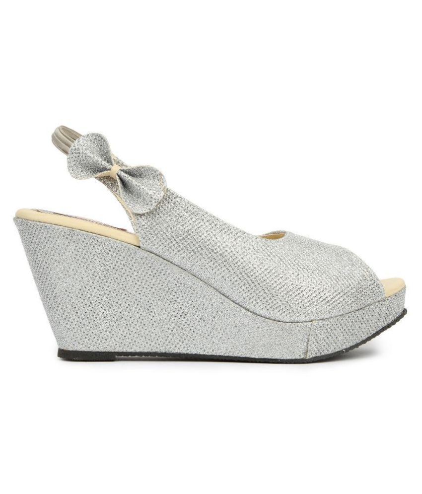 silver wedge shoes uk